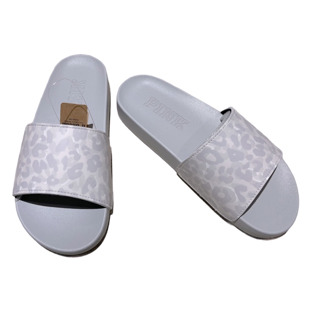 Pink Victoria’s Secret White Slides